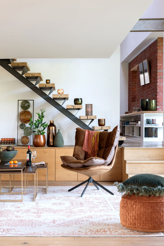 Stoel Relax Kussen Op Frame Textiel/Metaal Bruin