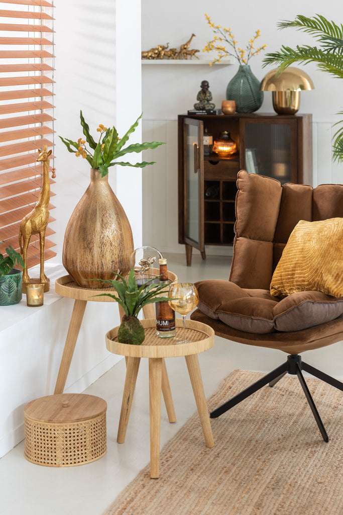 Stoel Relax Kussen Op Frame Textiel/Metaal Bruin