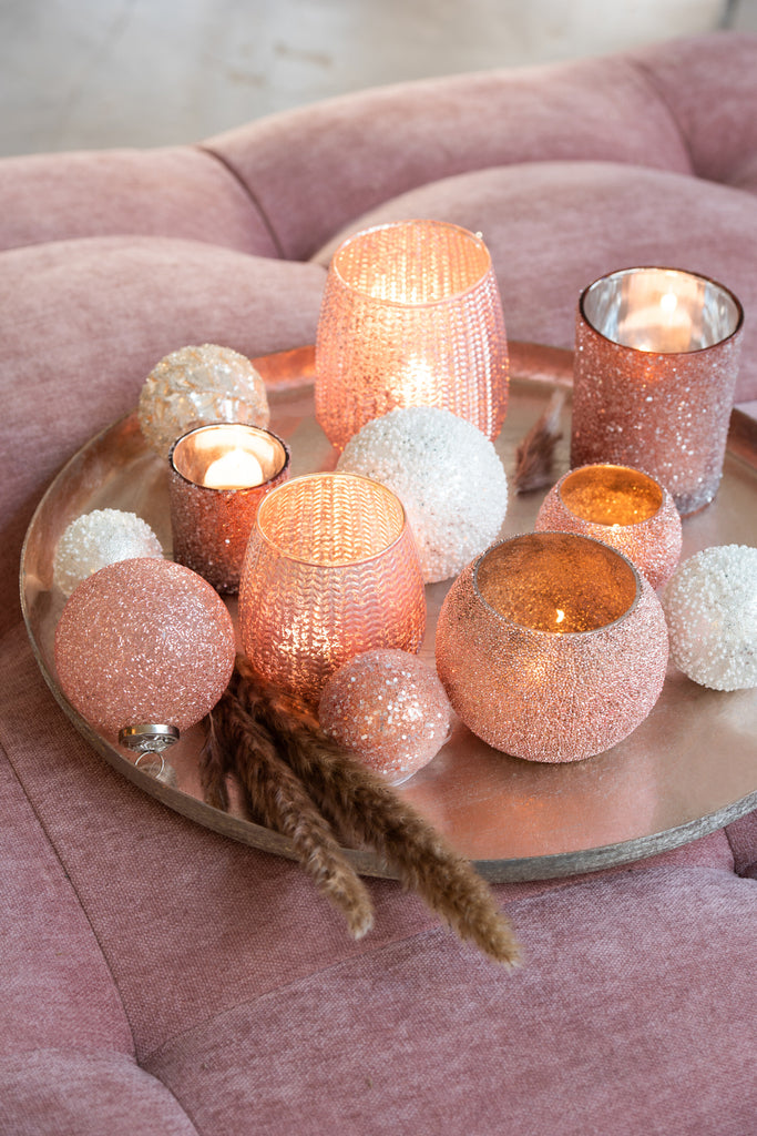 Kerstbal Parelglas Roze Klein