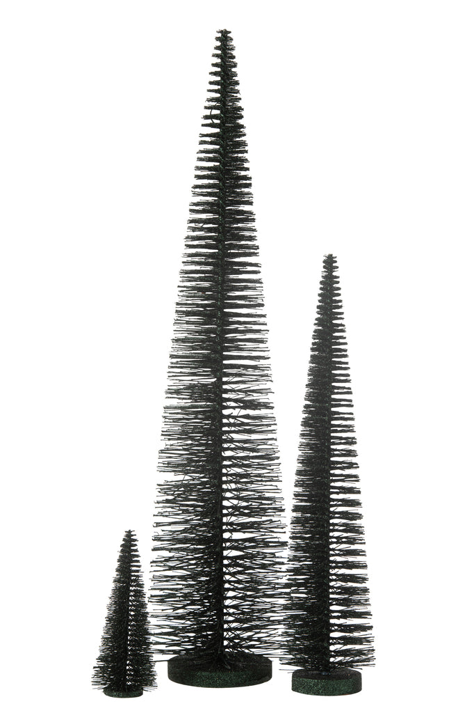 J-Line Christmas Tree Deco Glitters Plastic Dark Green Large