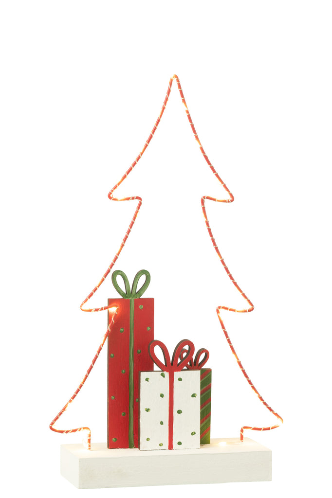J-Line Kerstboom+Cadeaus Led Wit/Rood/Groen Groot