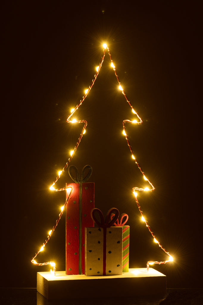 J-Line Kerstboom+Cadeaus Led Wit/Rood/Groen Groot