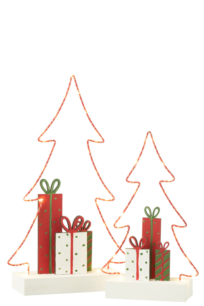 J-Line Kerstboom+Cadeaus Led Wit/Rood/Groen Groot