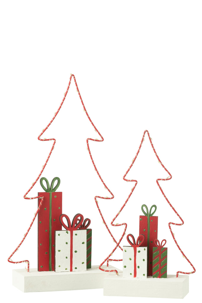 J-Line Kerstboom+Cadeaus Led Wit/Rood/Groen Groot