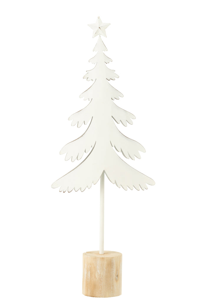 J-Line Christmas Tree On Foot+Star Metal/Wood White Large