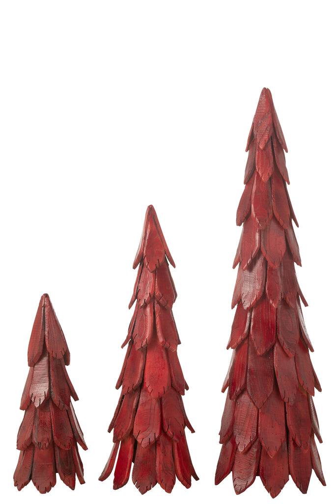 J-Line Christmas Tree Pieces Wood Red Large