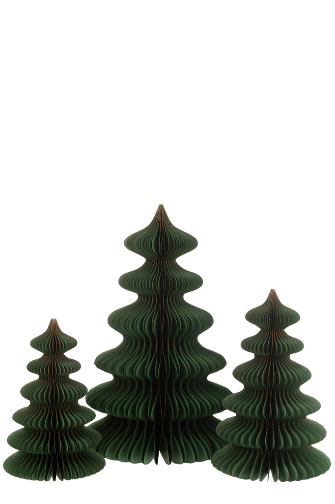 J-Line Christmas Tree Waves Paper Dark Green/Copper Large