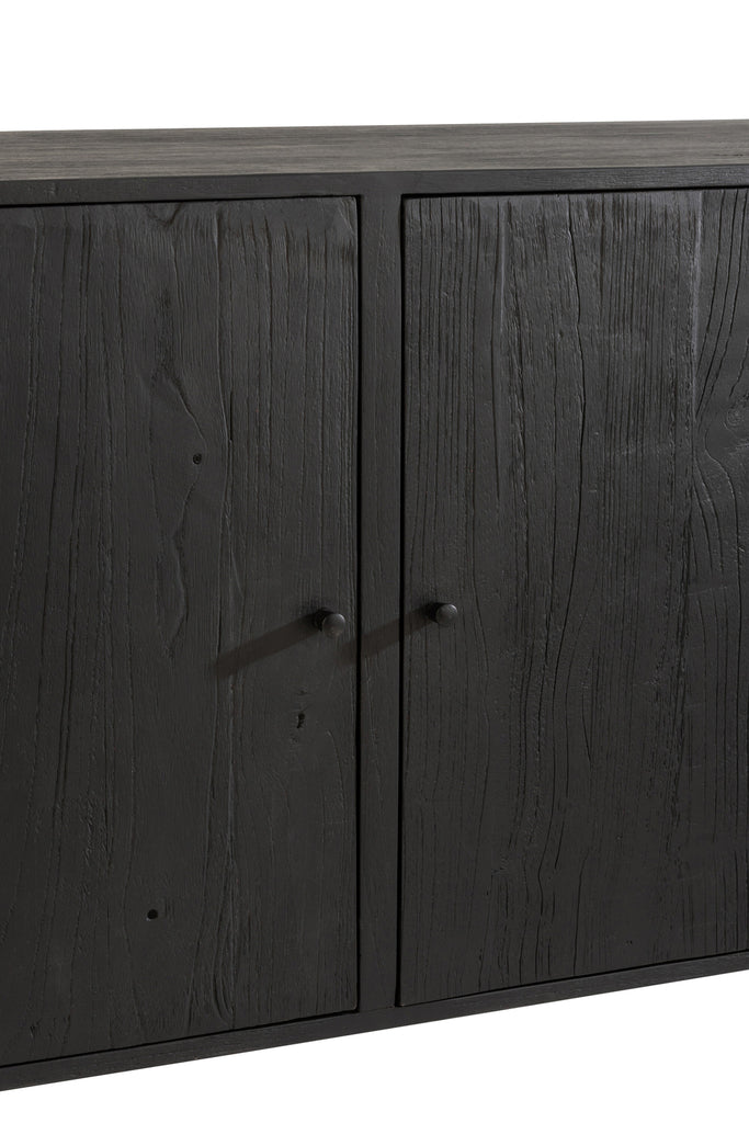 Kast 3 Deuren Molly Exotisch Hout/Riet Zwart