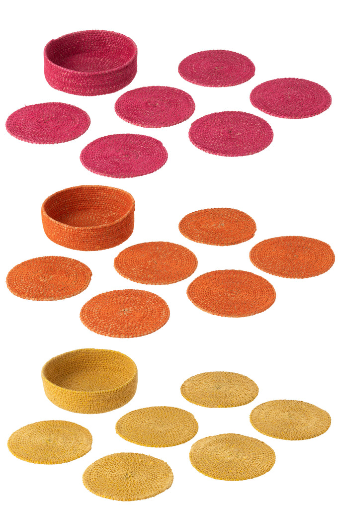 Onderzetter 6 stuks Zeegras Roze/Oranje/Geel Assortiment van 3