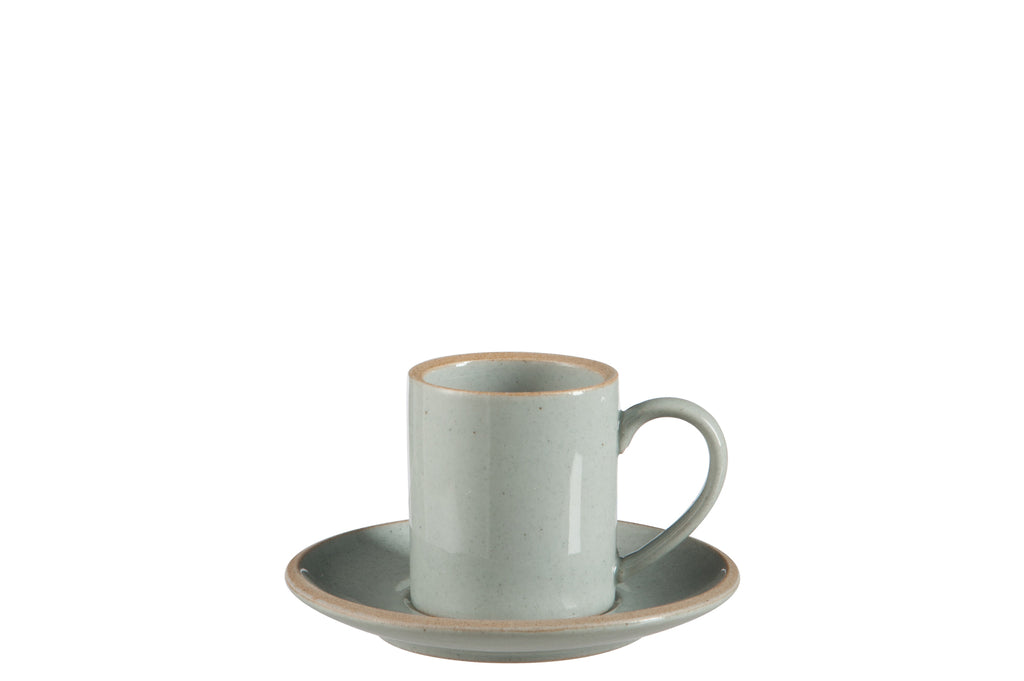Koffiekopje + Ondertas Glanzend Keramiek Blauw Klein