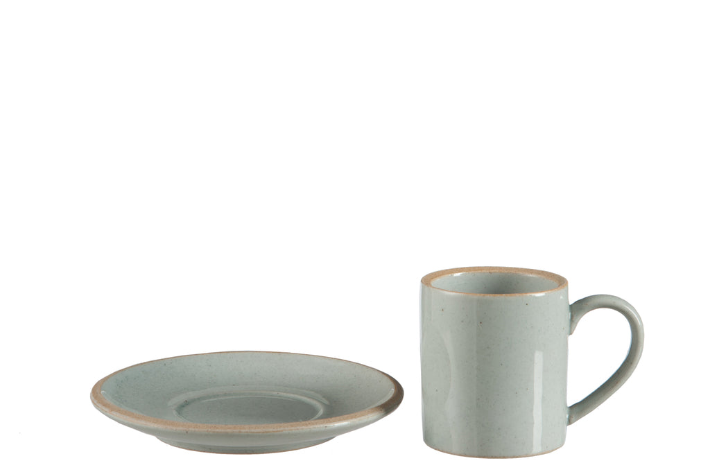 Koffiekopje + Ondertas Glanzend Keramiek Blauw Klein