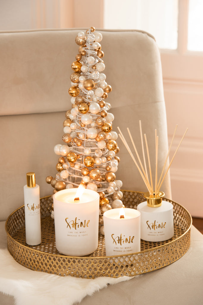 Kegel Mini Kerstballen Ecru/Goud Klein