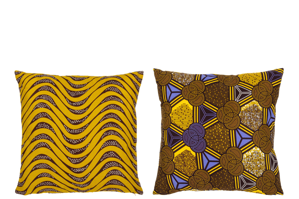 Kussen met patroon Bochten/Ronden Stoffenmix Assortiment van 2