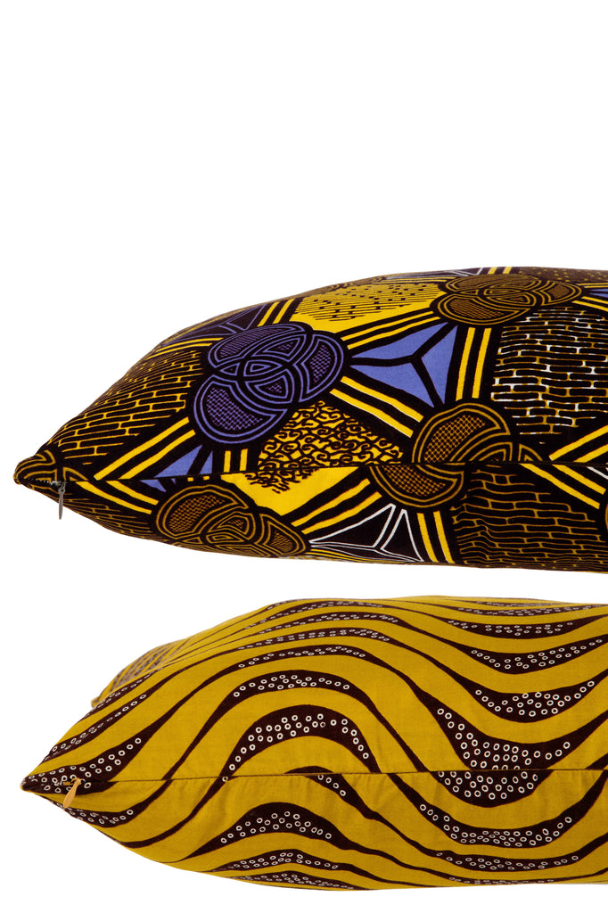 Kussen met patroon Bochten/Ronden Stoffenmix Assortiment van 2