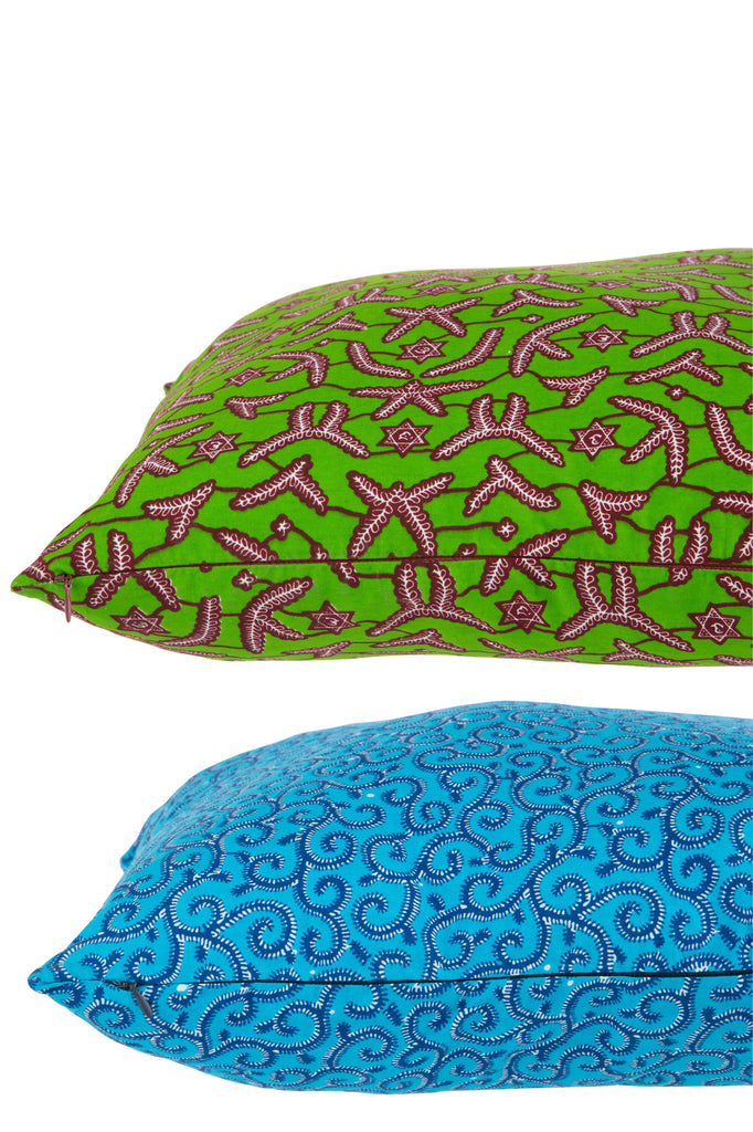 Kussen met patroon Stof Groen/Blauw Assortiment Van 2