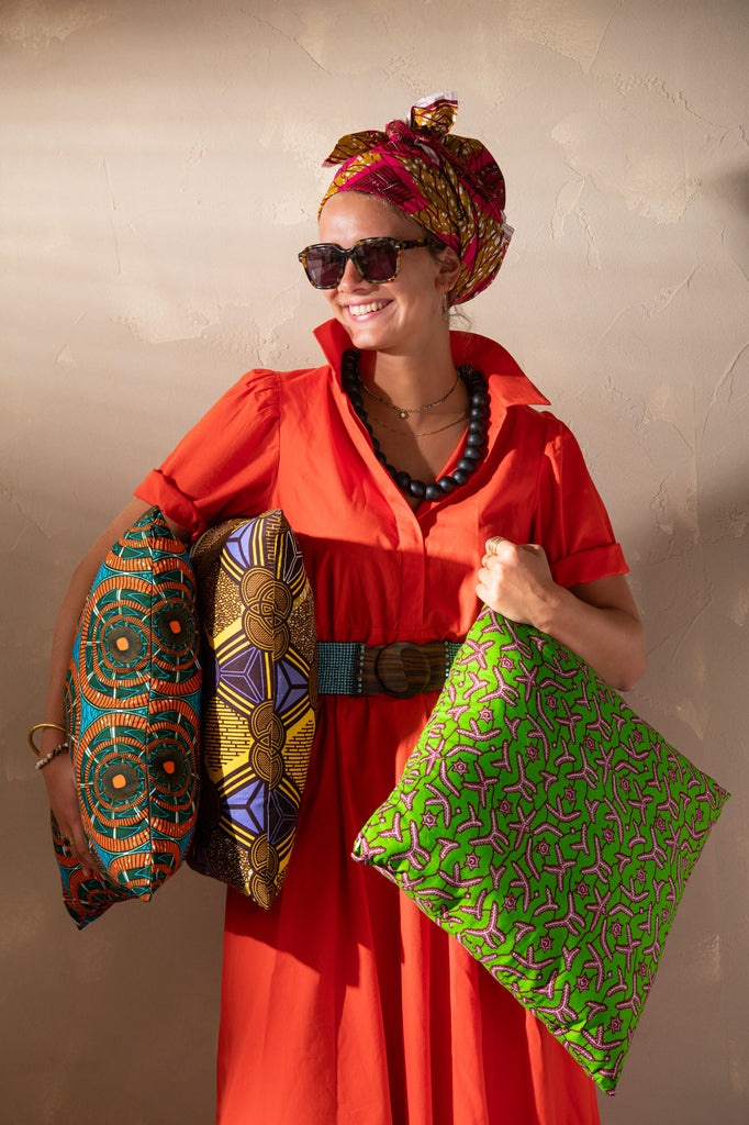 Kussen met patroon Stof Groen/Blauw Assortiment Van 2