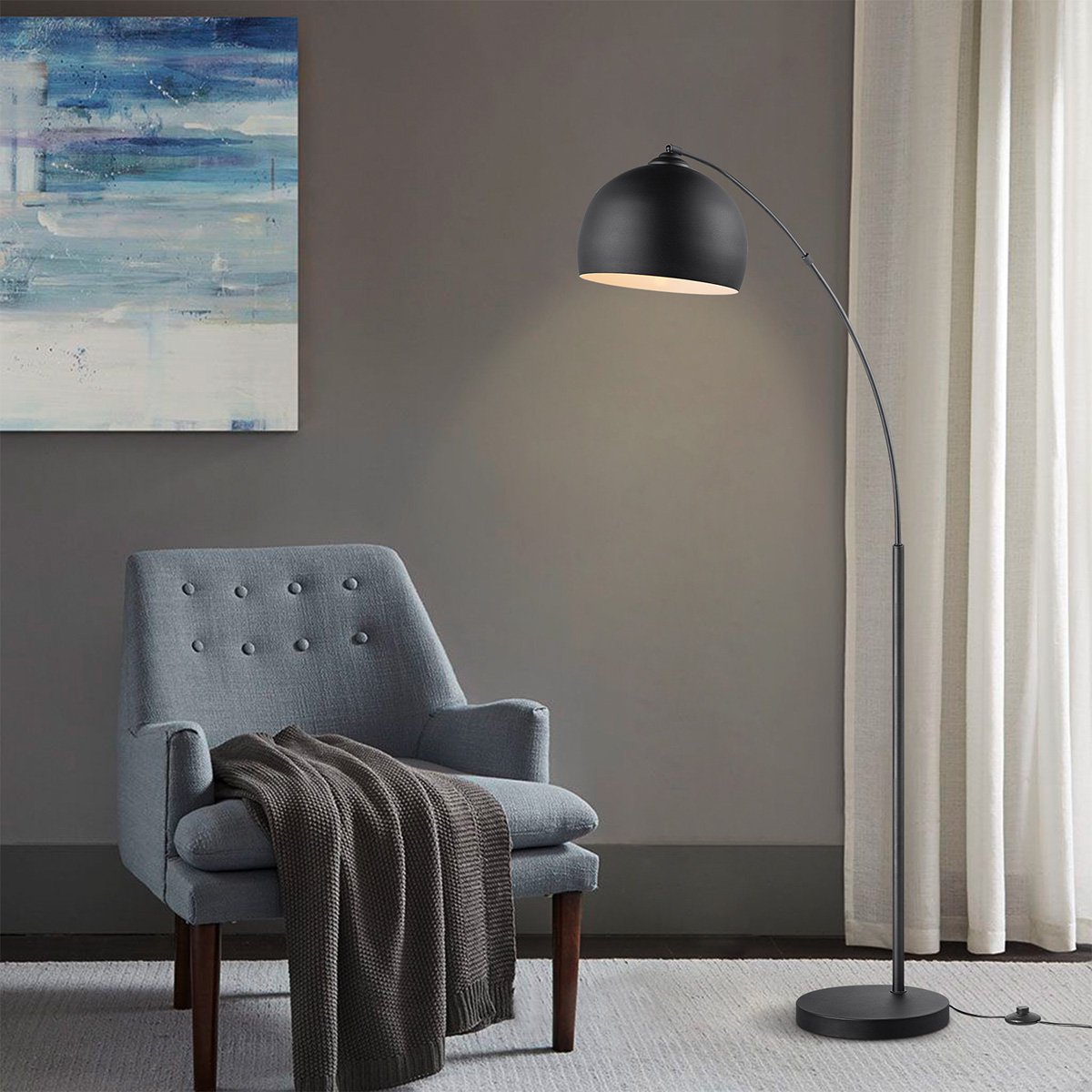 Moderne Shade Vloerlamp Zwart 109x31.5x172 cm E27