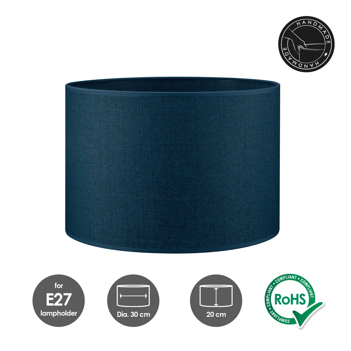 Lampenkap Canvas donkerblauw - B:30xD:30xH:20cm