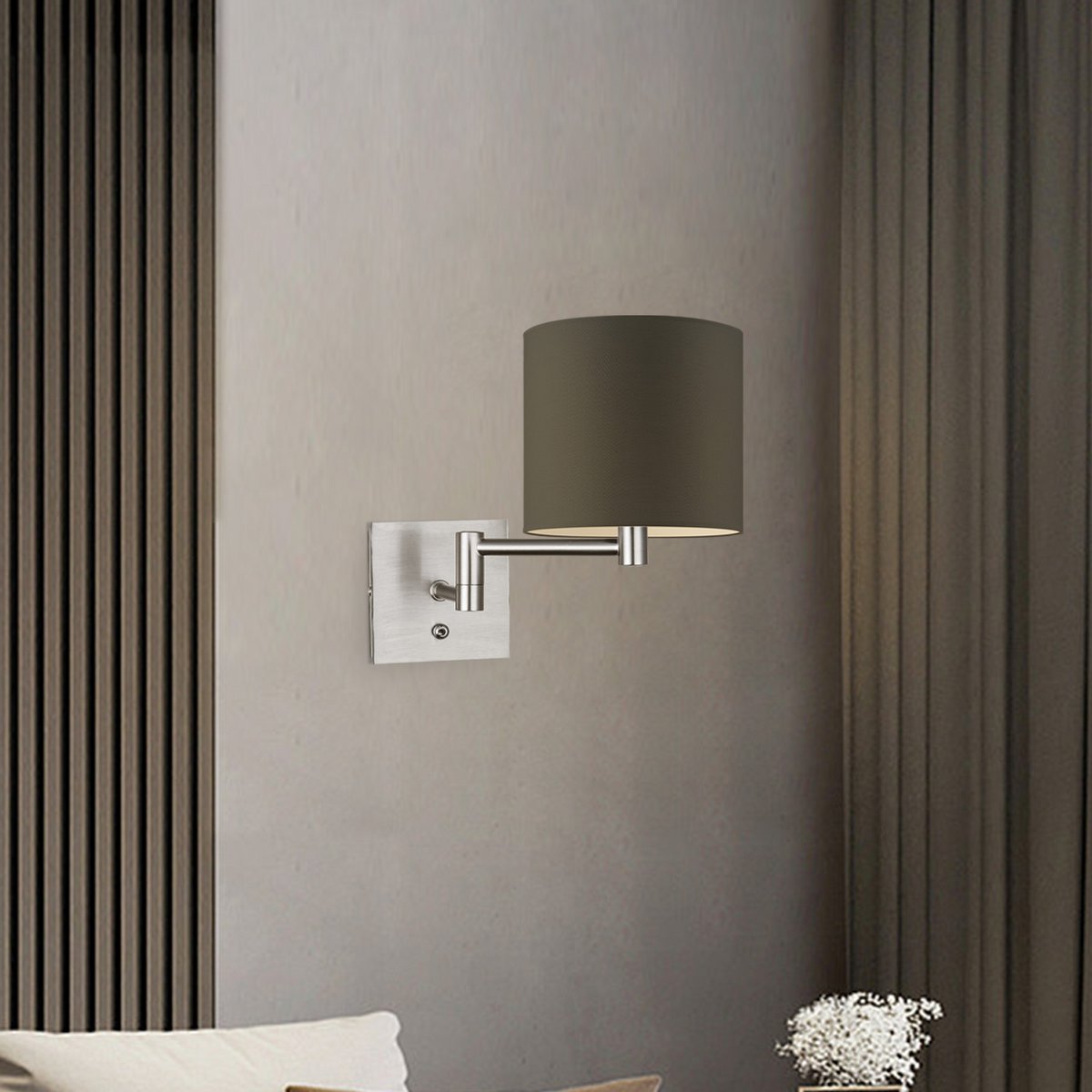 Wandlamp - Swing, E27, antraciet Lampenkap 20x17cm