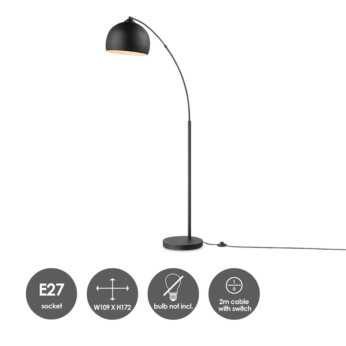 Moderne Shade Vloerlamp Zwart 109x31.5x172 cm E27