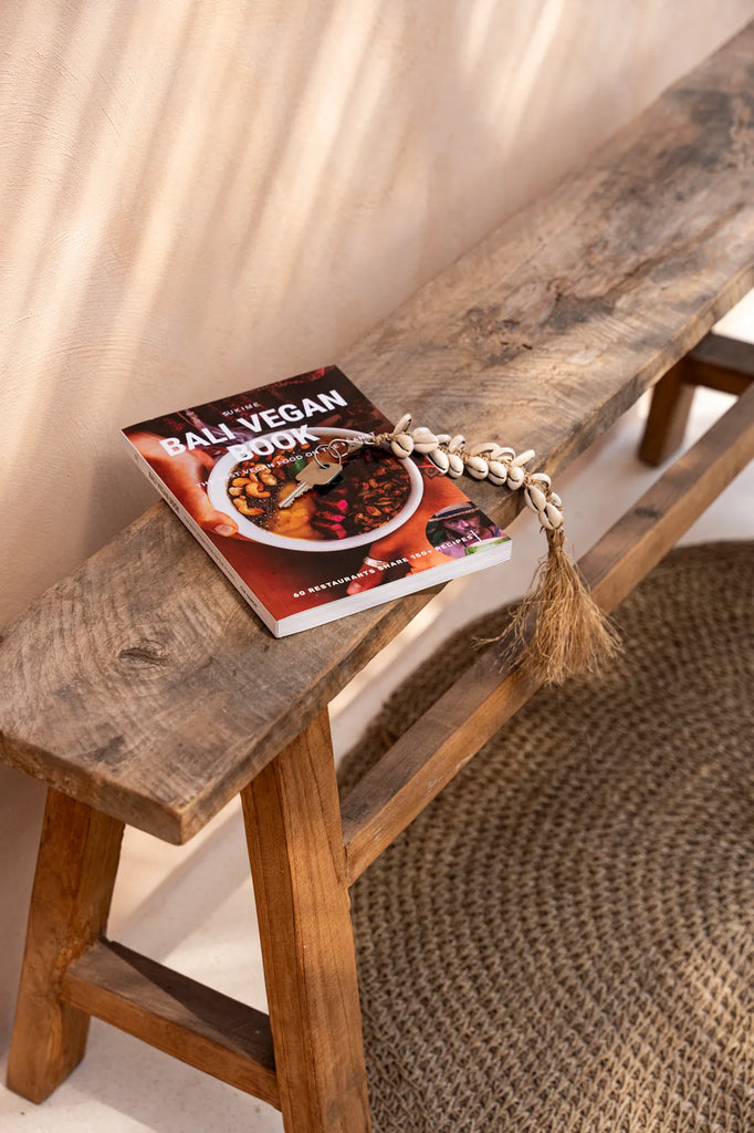 De Raffia Fishbone Sleutelhanger - Naturel Wit