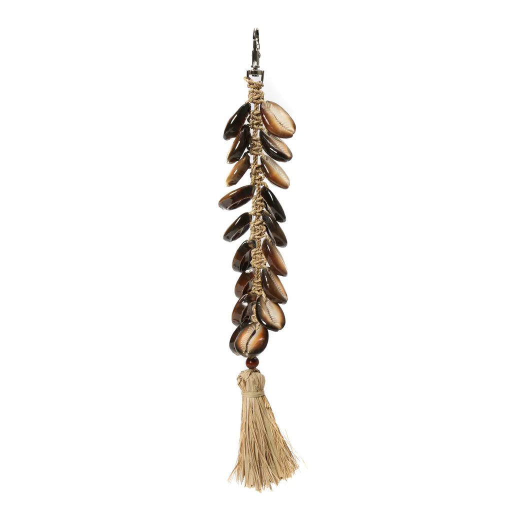 De Raffia Fishbone Sleutelhanger - Naturel Zwart