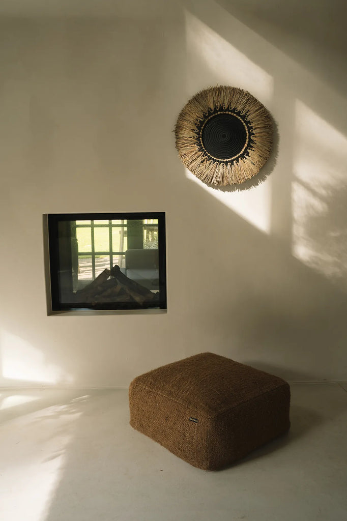 De Raffia Macramé Muur Deco - Naturel Zwart