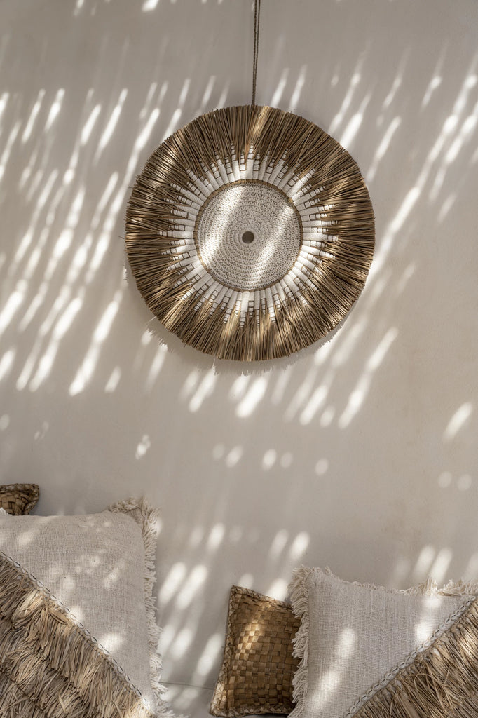 De Raffia Macramé Wanddecoratie - Wit Naturel