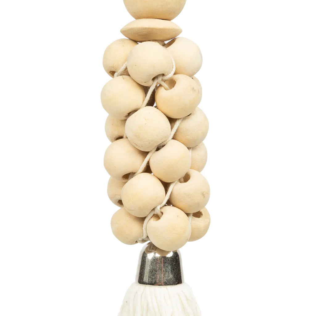 De Wooden Beads Sleutelhanger - Naturel Wit
