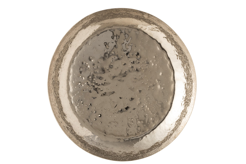 Schotel Rond Hoog Onregelmatig Aluminium Zilver
