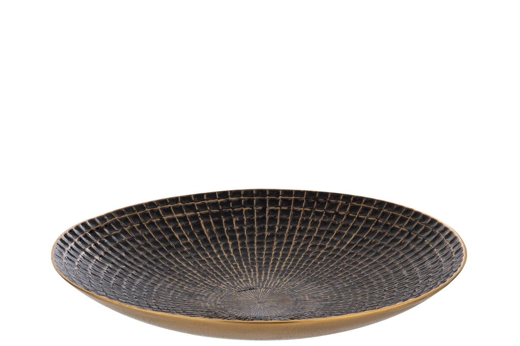 Schotel Rond Groot Aluminium Zwart/Goud