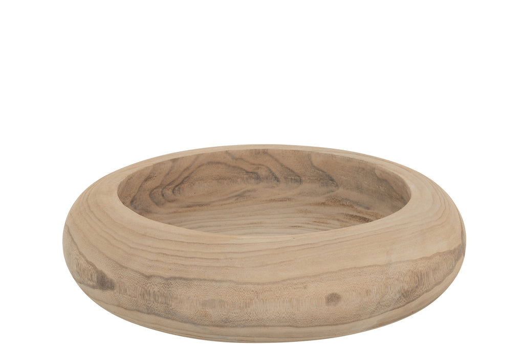 Schotel Ronde Paulownia Hout Wit Gewassen Groot