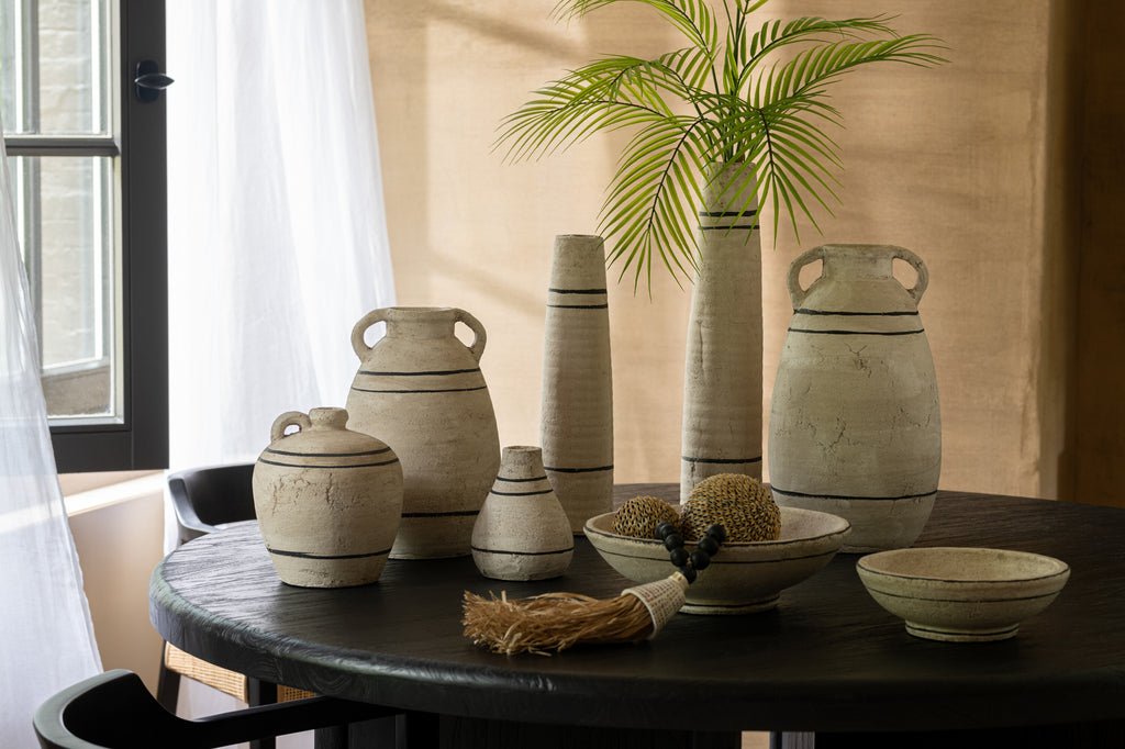 Schotel Streep Terracotta Beige/Zwart Middelgroot