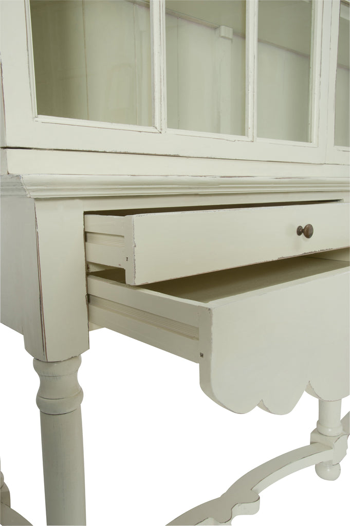 Toonkast 2 planken 2 laden Hout/Glas Crème 170x48x238cm