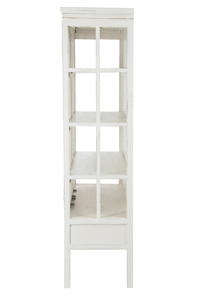 Toonkast 3 planken 3 laden Hout/Glas Wit 130X45x175cm