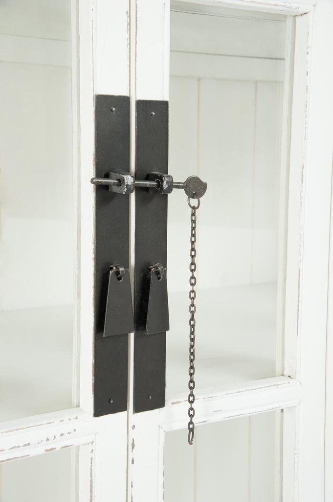 Toonkast 3 planken 3 laden Hout/Glas Wit 130X45x175cm