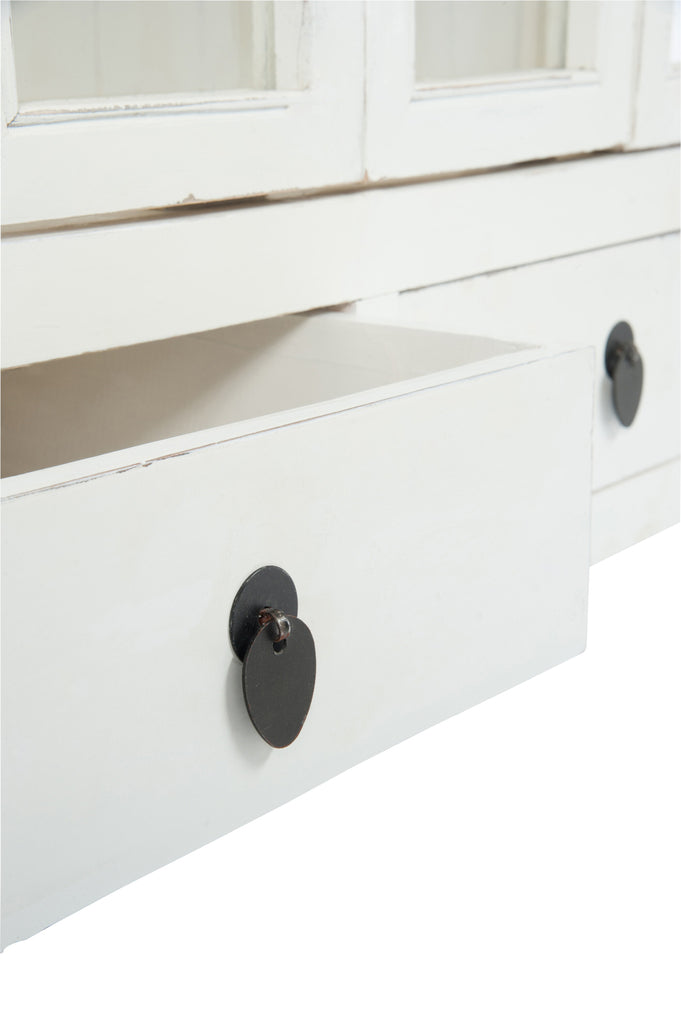 Toonkast 3 planken 3 laden Hout/Glas Wit 130X45x175cm