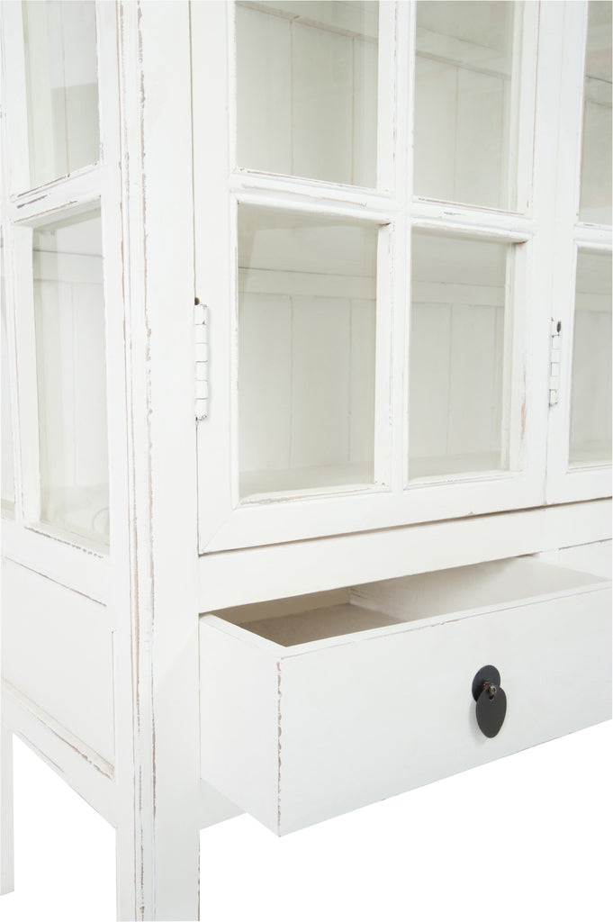 Toonkast 3 planken 3 laden Hout/Glas Wit 130X45x175cm