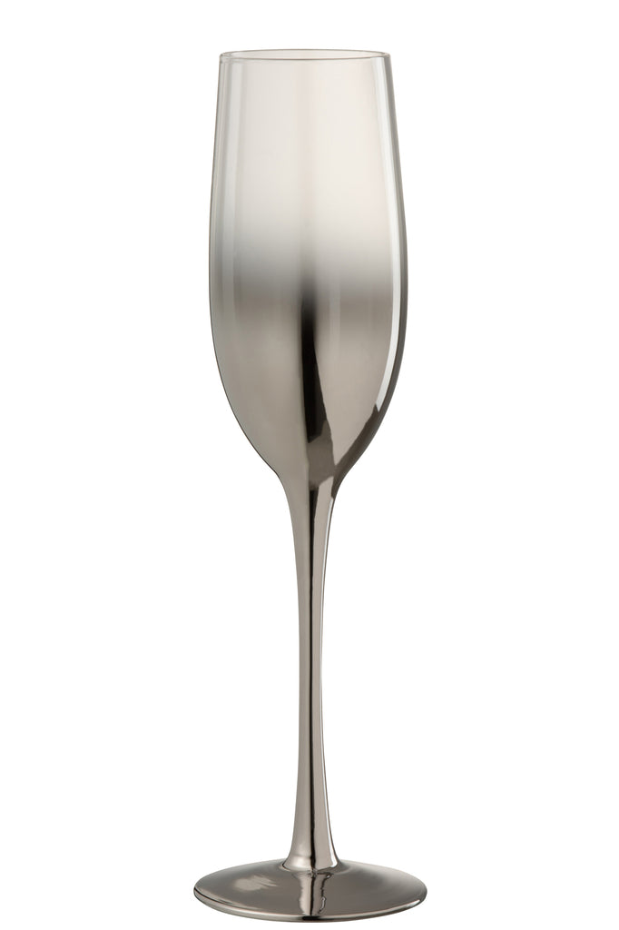 J-Line Drinkglas op voet Champagne Fade Glas Zilver/Transparant