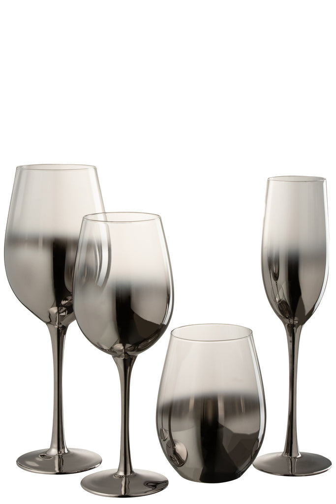 J-Line Drinkglas op voet Champagne Fade Glas Zilver/Transparant