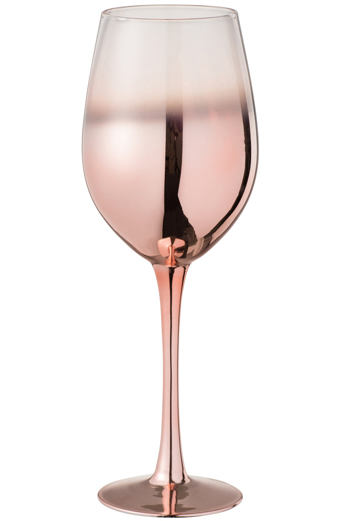 J-Line Drinkglas op voet Wijnglas Verkleurend Glas Koper/Transparant