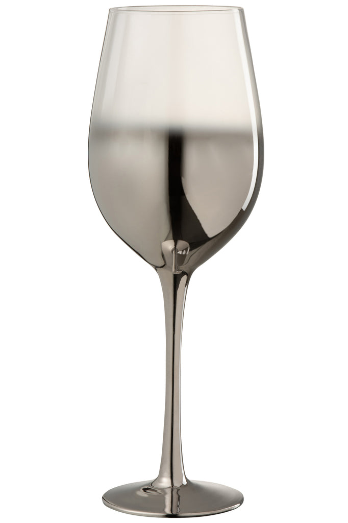 J-Line Drinkglas op voet Wijnglas Verloopglas Zilver/Transparant
