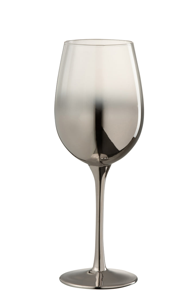J-Line Drinkglas op voet Wijnglas Verloopglas Zilver/Transparant