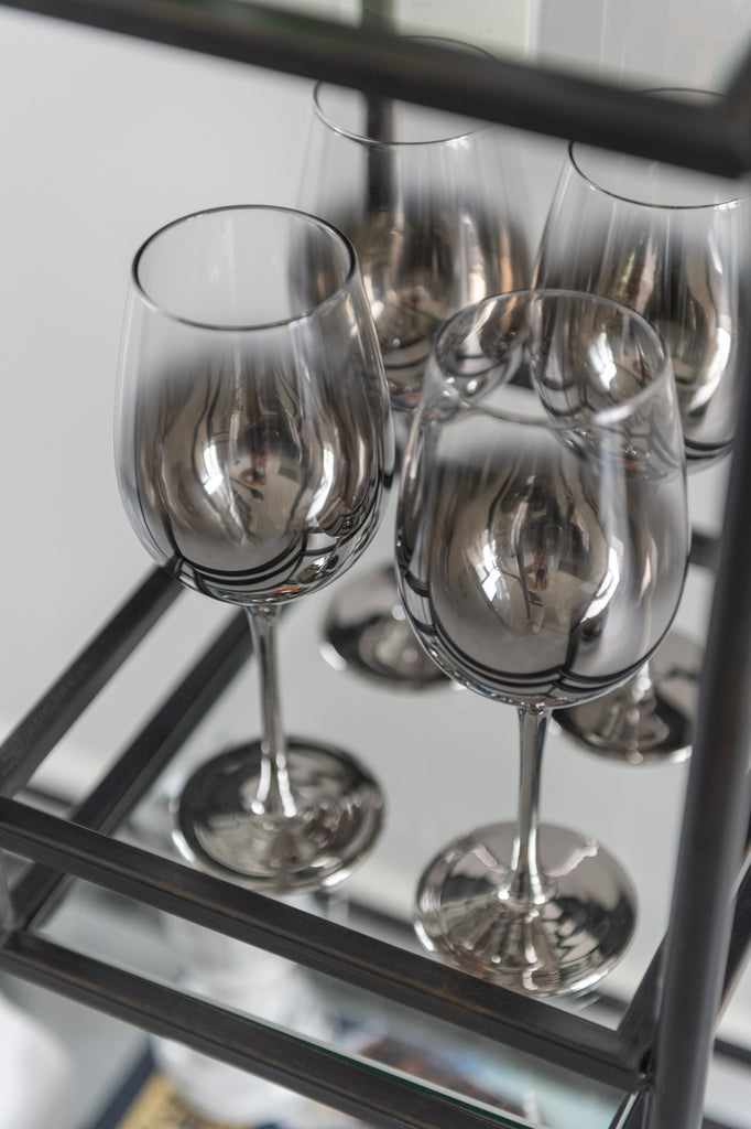J-Line Drinkglas op voet Wijnglas Verloopglas Zilver/Transparant