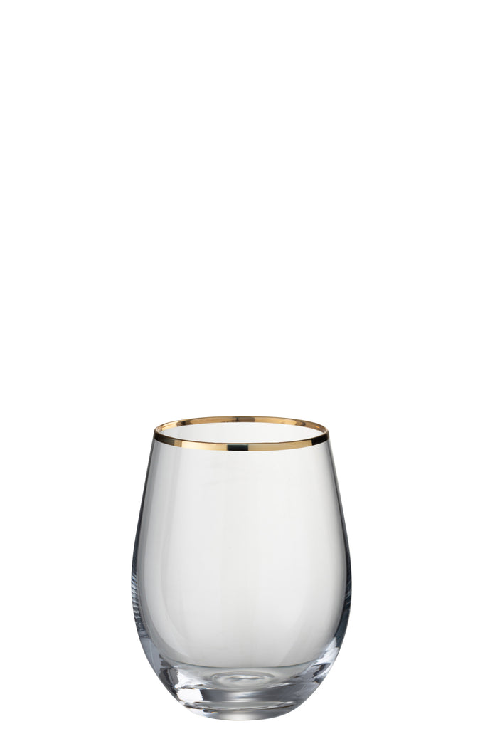 J-Line Drinkglas met bolle rand, glas transparant/goud.