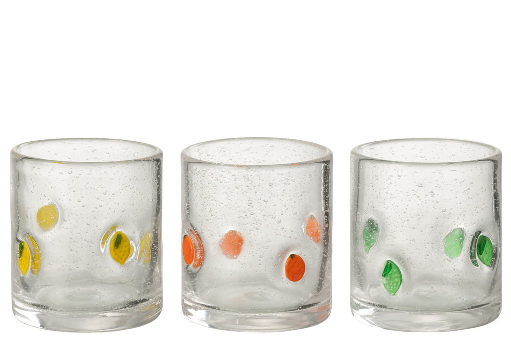 J-Line Drinkglas Citrusvruchtglas Mix Assortiment Van 3