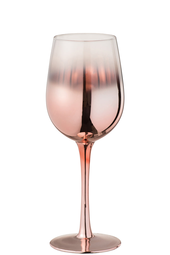 J-Line Drinkglas op voet Wijnglas Verkleuring Glas Koper/Transparant