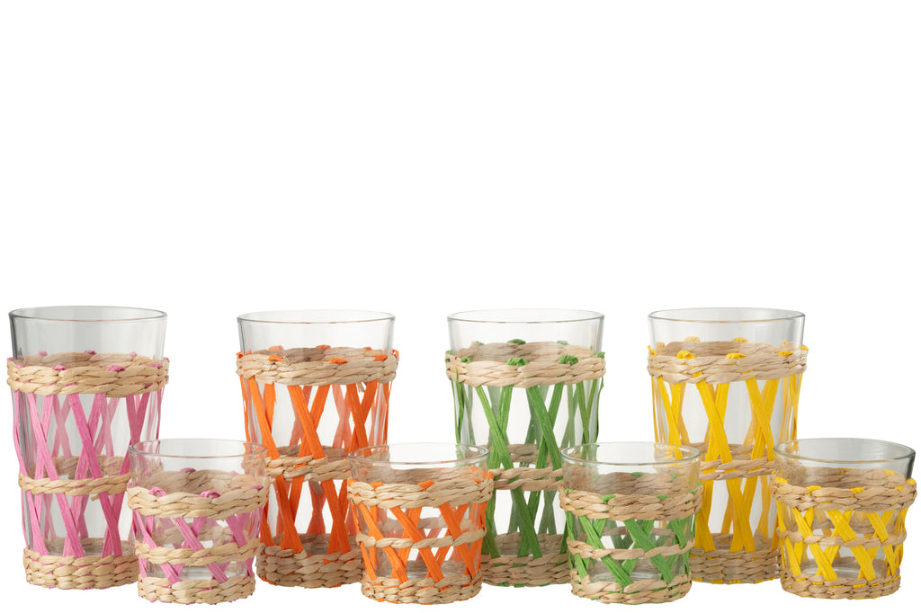 J-Line Drinkglas Geweven Glas Mix Groot Assortiment Van 4