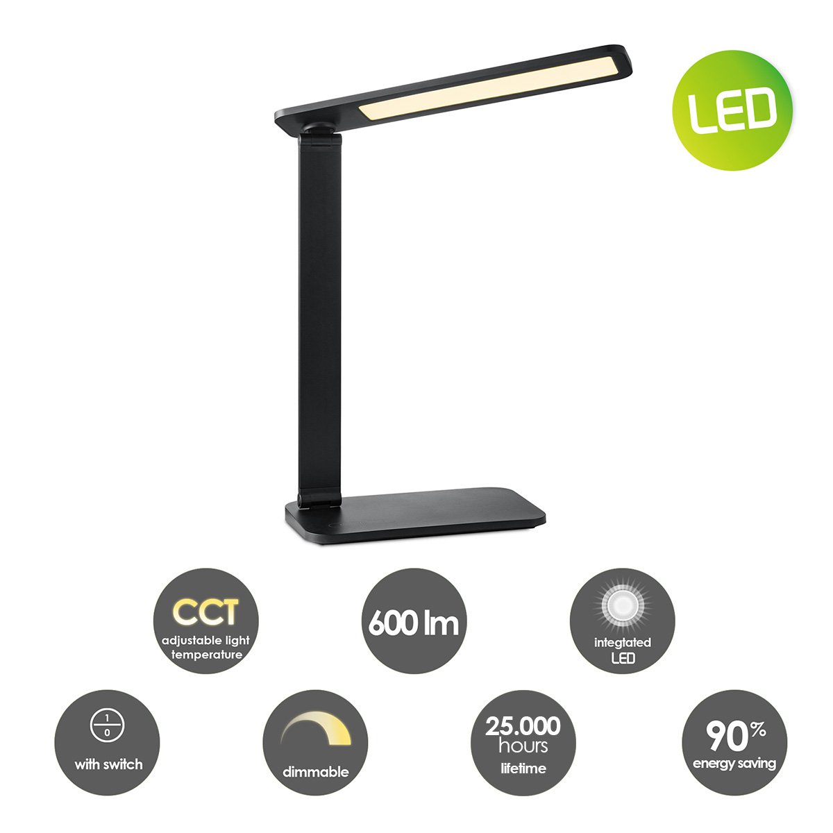 Talia Led Bureaulamp 6W Zwart - Verstelbare
