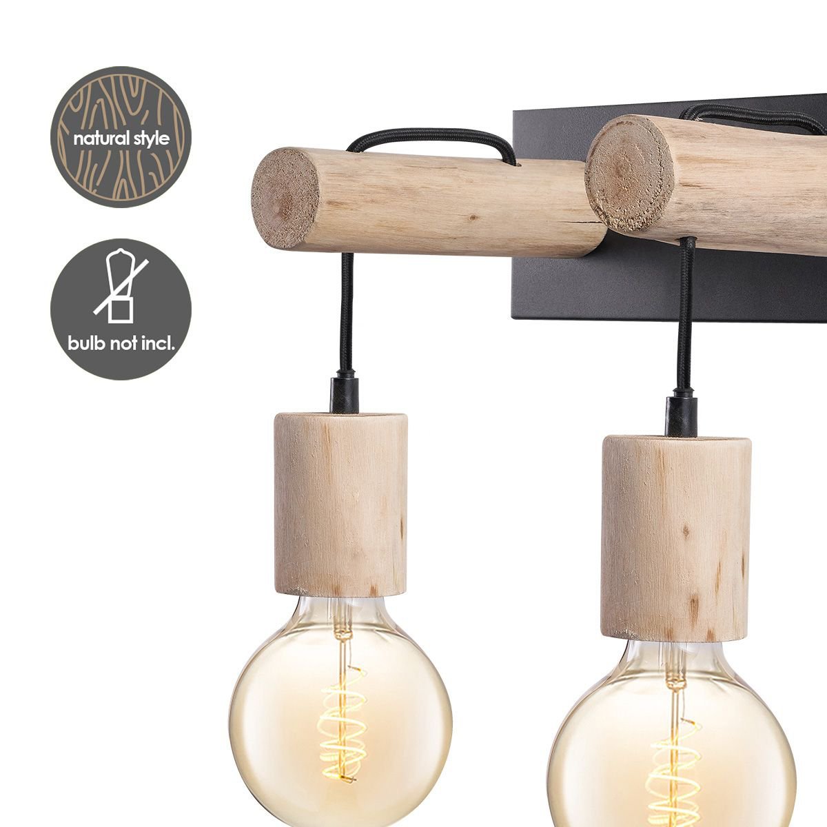 Landelijke Wandlamp Billy | 29/20/22cm | Zwart | E27